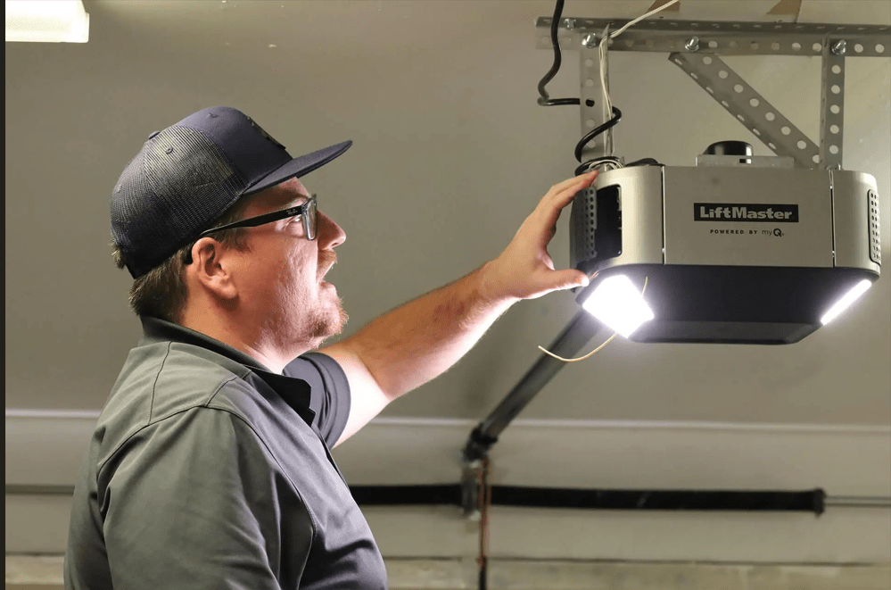 New smart Wi-Fi garage door opener installed after replacing an old garage door opener that was not working.