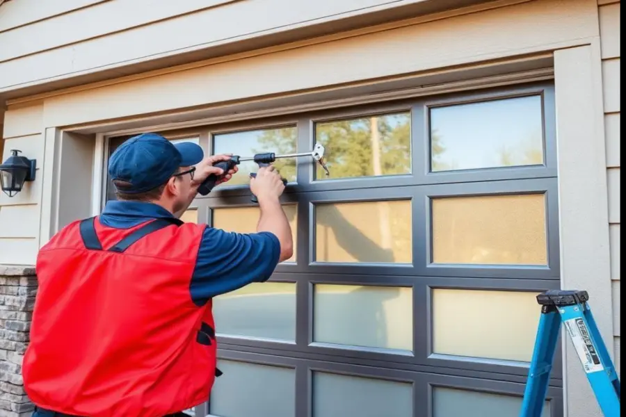 Garage door installation cost by material comparison in Odessa TX showing steel, wood, aluminum, and fiberglass garage door options with average installation prices.