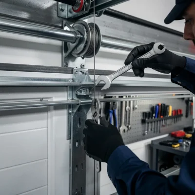 Garage door cable repair Odessa TX replacing a broken garage door cable with aircraft-grade galvanized cable